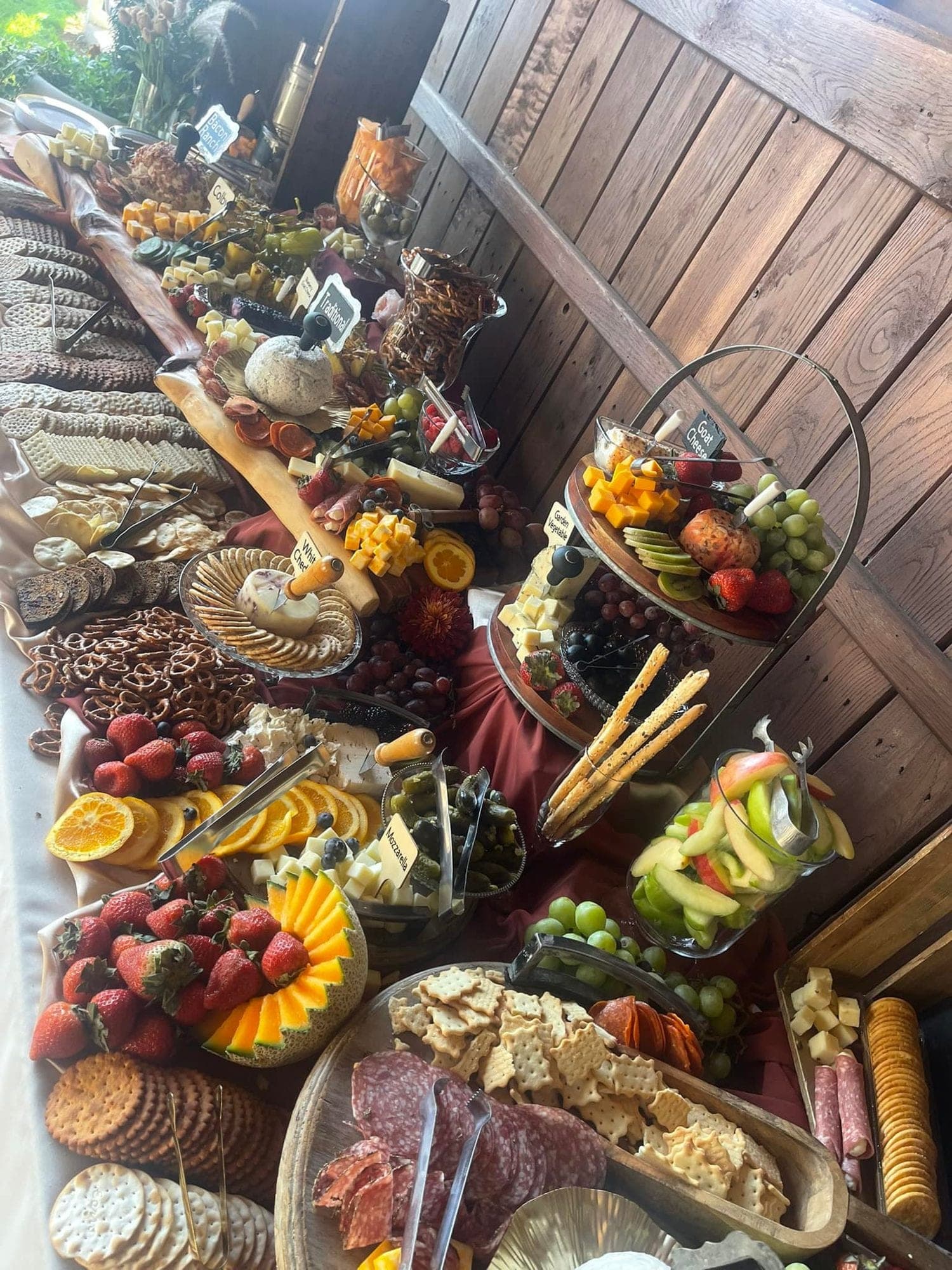 Multi-level grazing display built on crates and stands