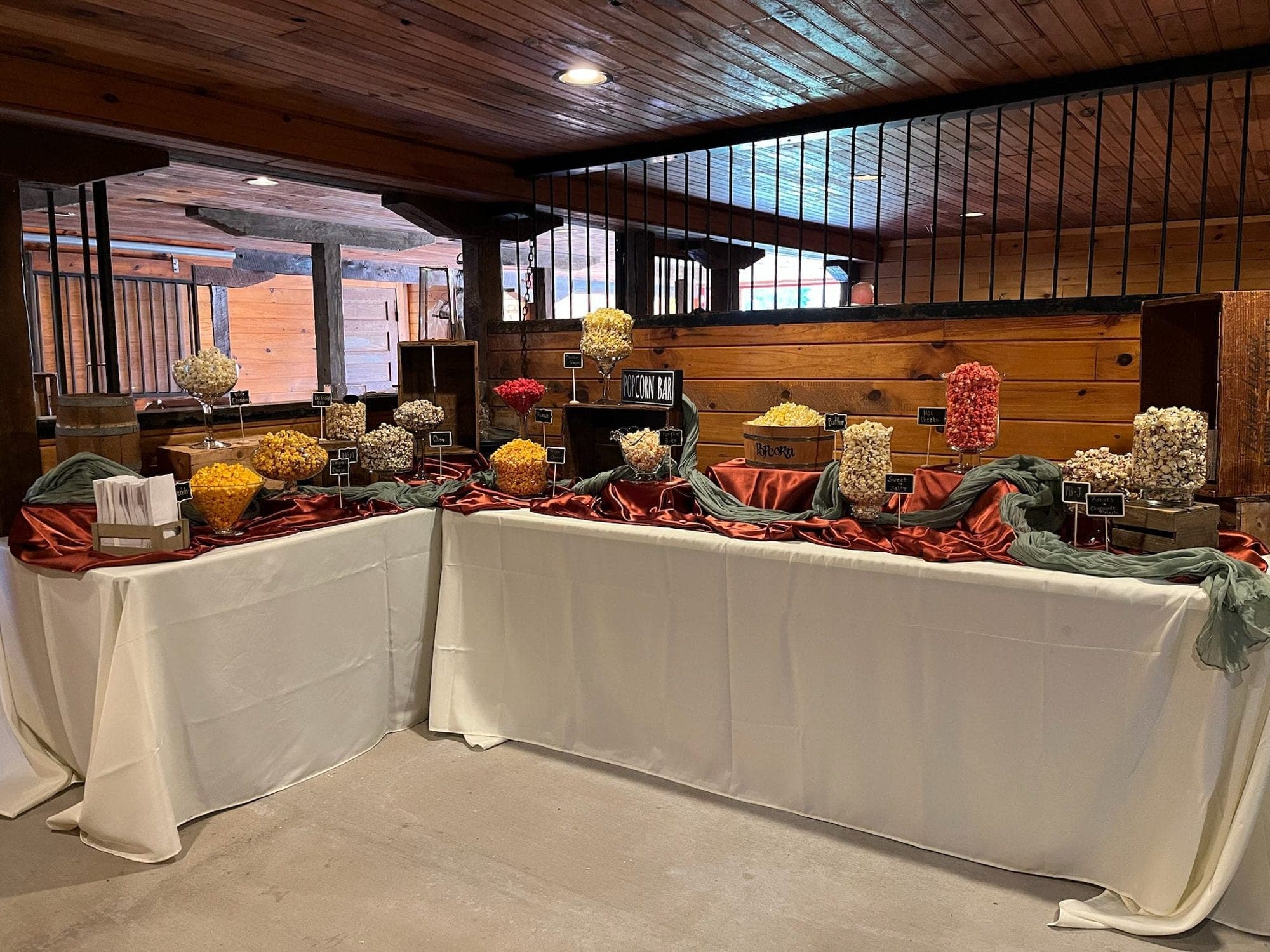 L-shaped popcorn and candy display
